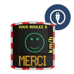 Dispozitiv electronic afisare viteza radar incorporat alimentare electrica si afisaj fata vesela/ trista si mesaj text (portocaliu)